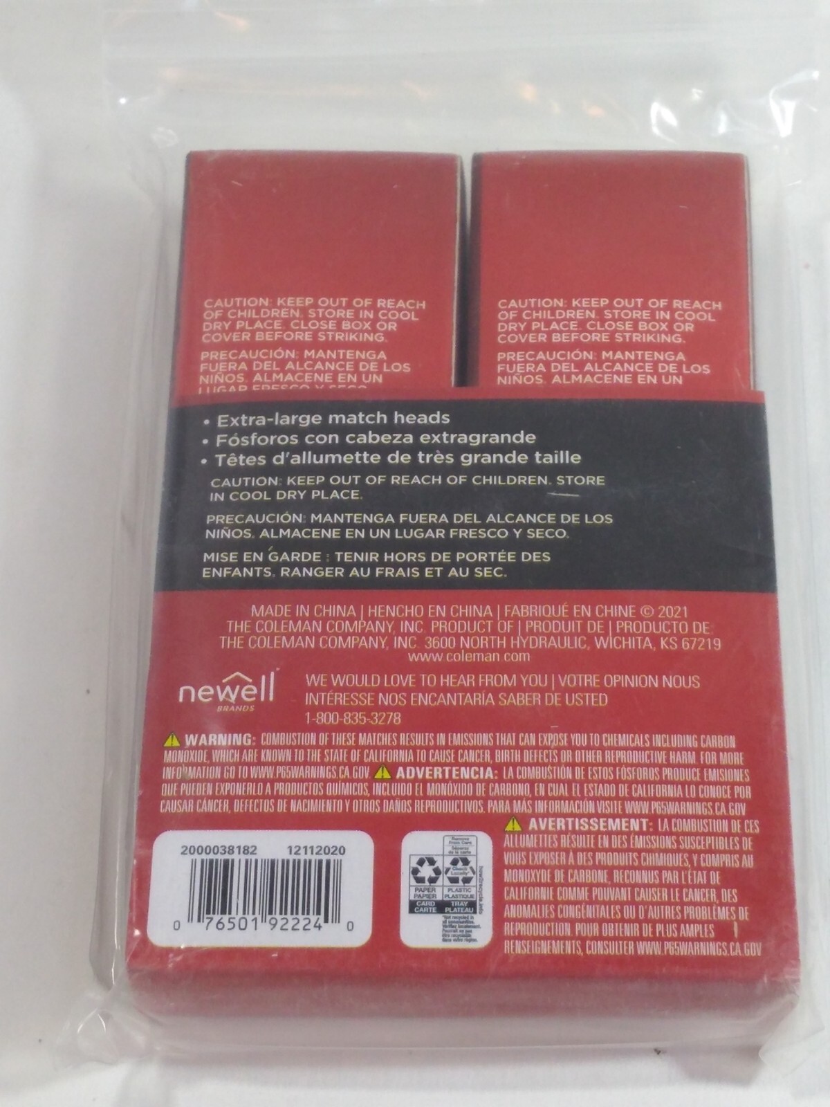 Lot of 2 Coleman Waterproof Matches Camping Emergency Pack of 4 Boxes 40 each