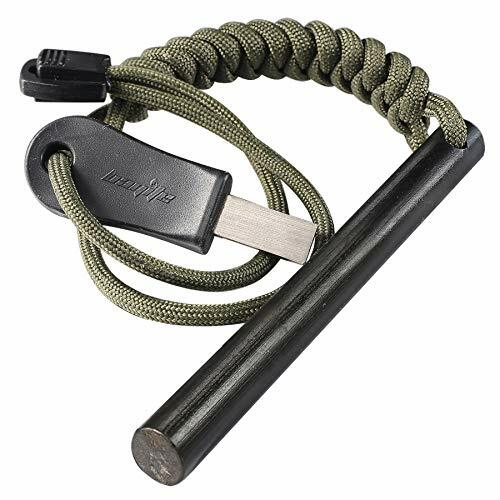 4″Survival Ferrocerium Drilled Flint Fire Starter,Ferro Rod Kit Paracord Handle