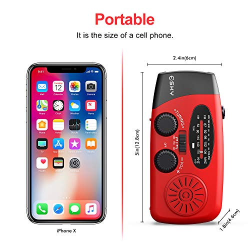 Emergency Hand Crank Radio 7400mWh with 3 LED Flashlight, AM/FM/NOAA Portable