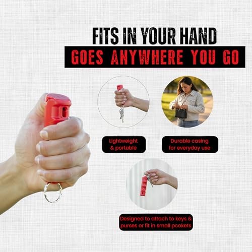 Keychain Pepper Spray Flip Top Safety 1 Pack 1/2oz – Maximum Heat Strength Red