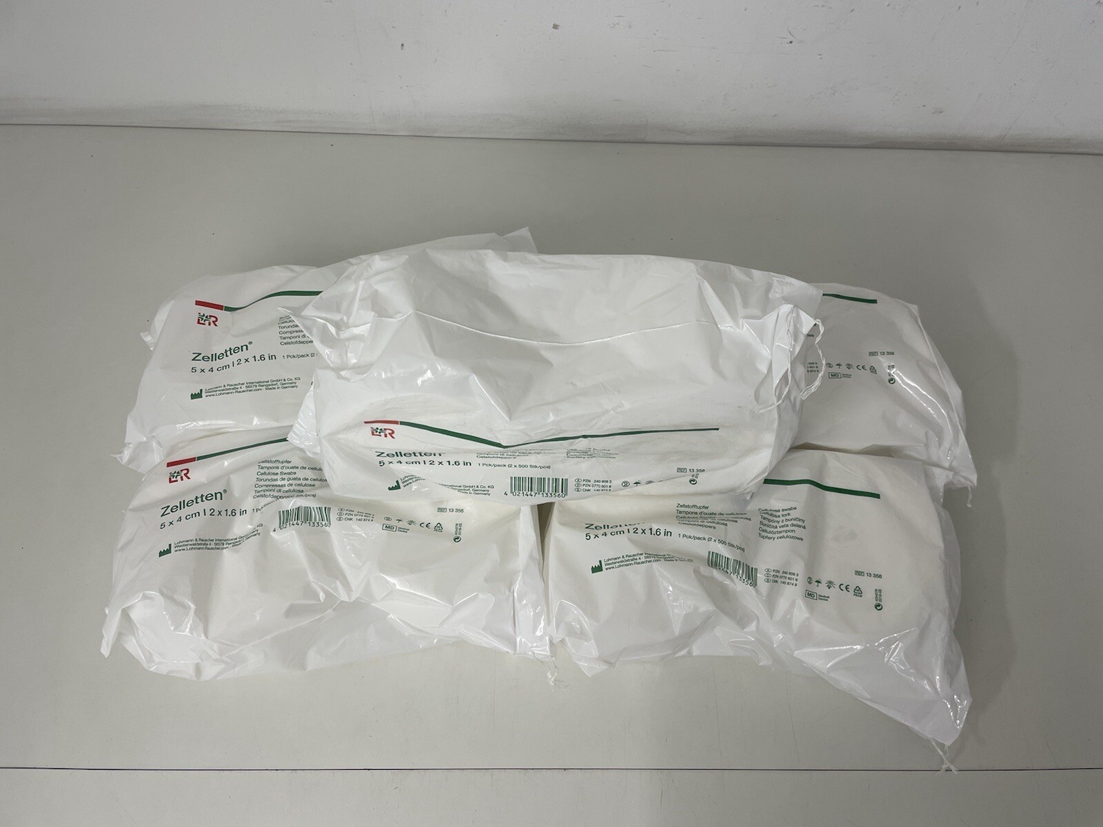 5x L&R Cellulose Pulp Swabs 5x4cm Absorbent 2 Rolls (2×500 Swabs)