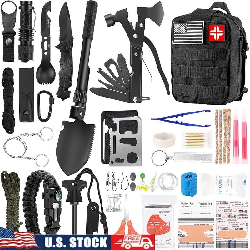 Emergency Survival First Aid Kit 142pcs Compact Camping Hiking Travel Tools New