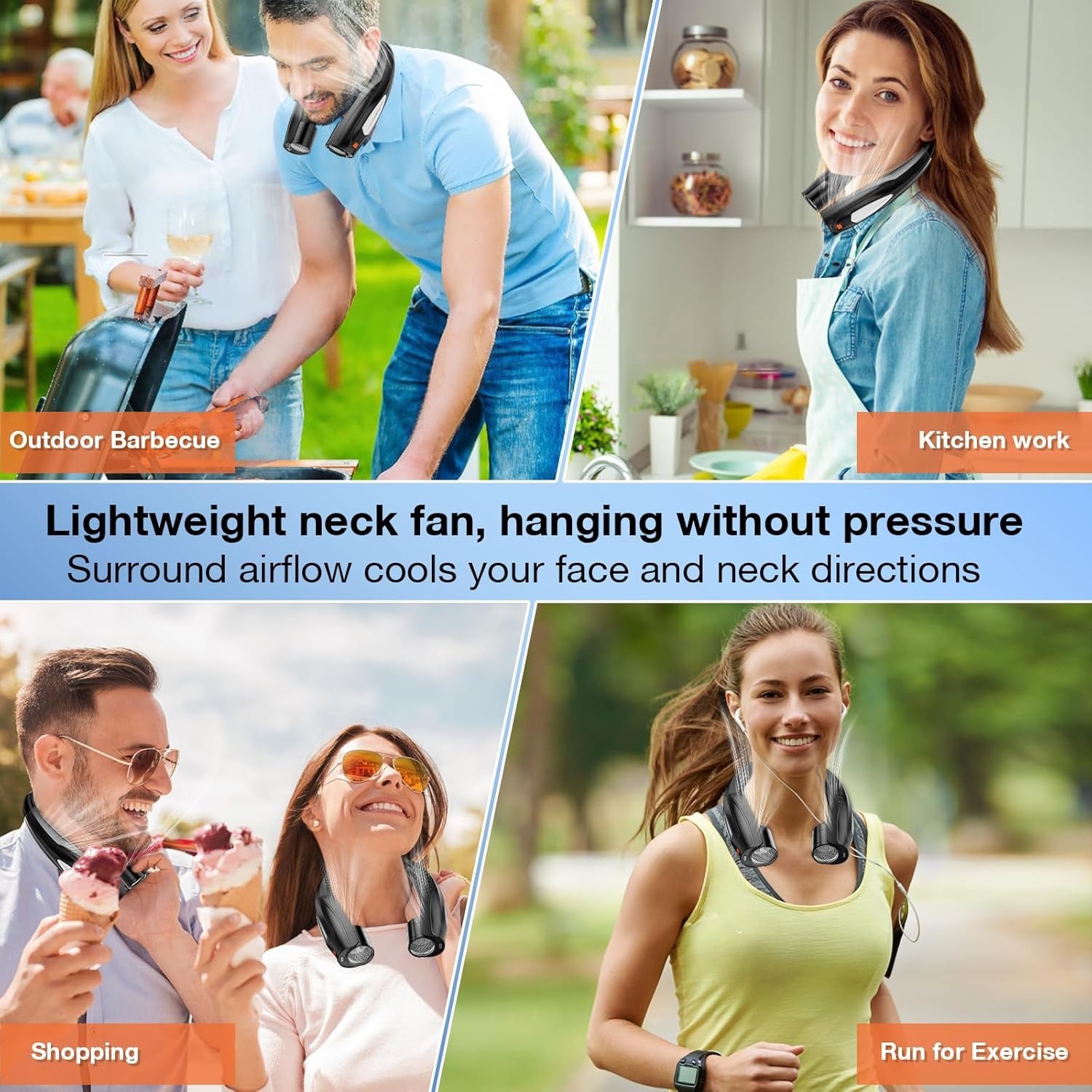 AI Neck Fan, 6 Speeds Adjustable Portable Personal Fan Rechargeable, 6000 mAh…