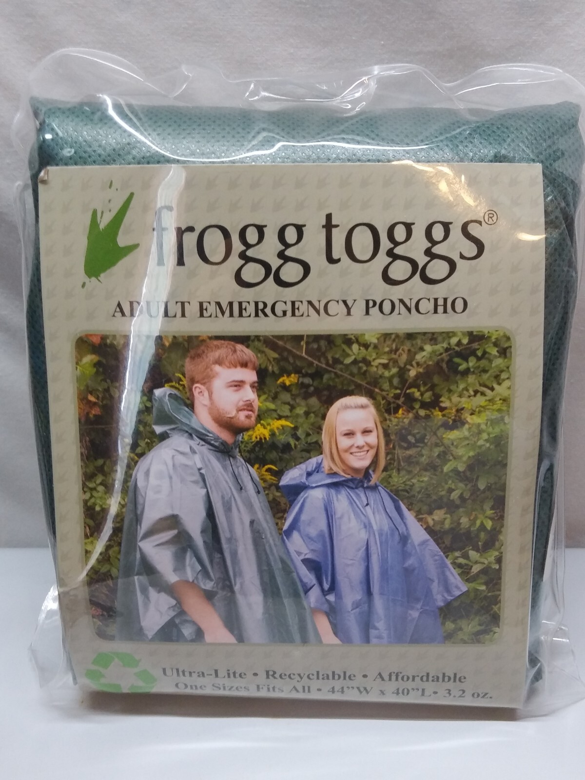 Frogg Toggs Adult Emergency Poncho Ultra Lite One Size Fits All 44″W x 40″L