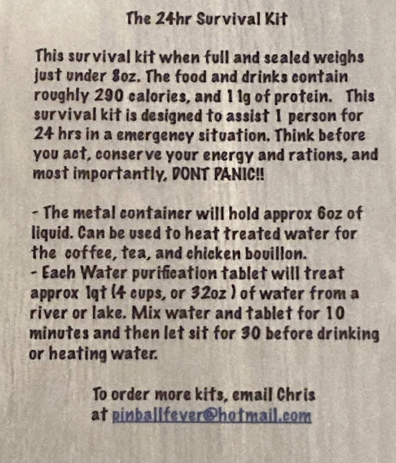 24 Hour Survival Kit With Rations And First Aid. Military & Backpacking