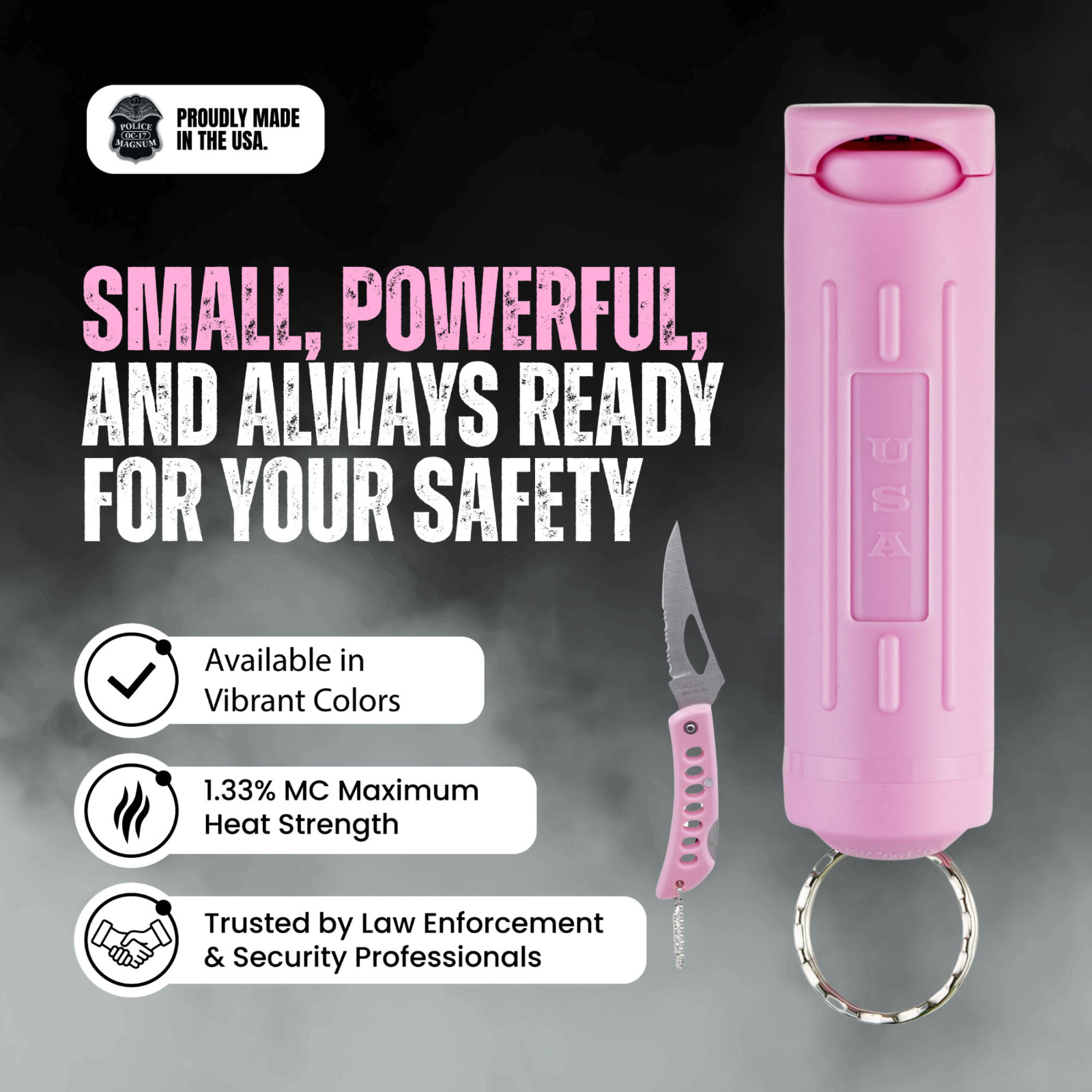 Police Magnum Pink Pepper Spray & Pink Pocket Knife Combo Safety Kit for Women