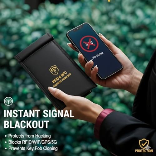 Faraday Bags for Phones,Faraday Cage Signal Blocker Pouch – Military Grade 1