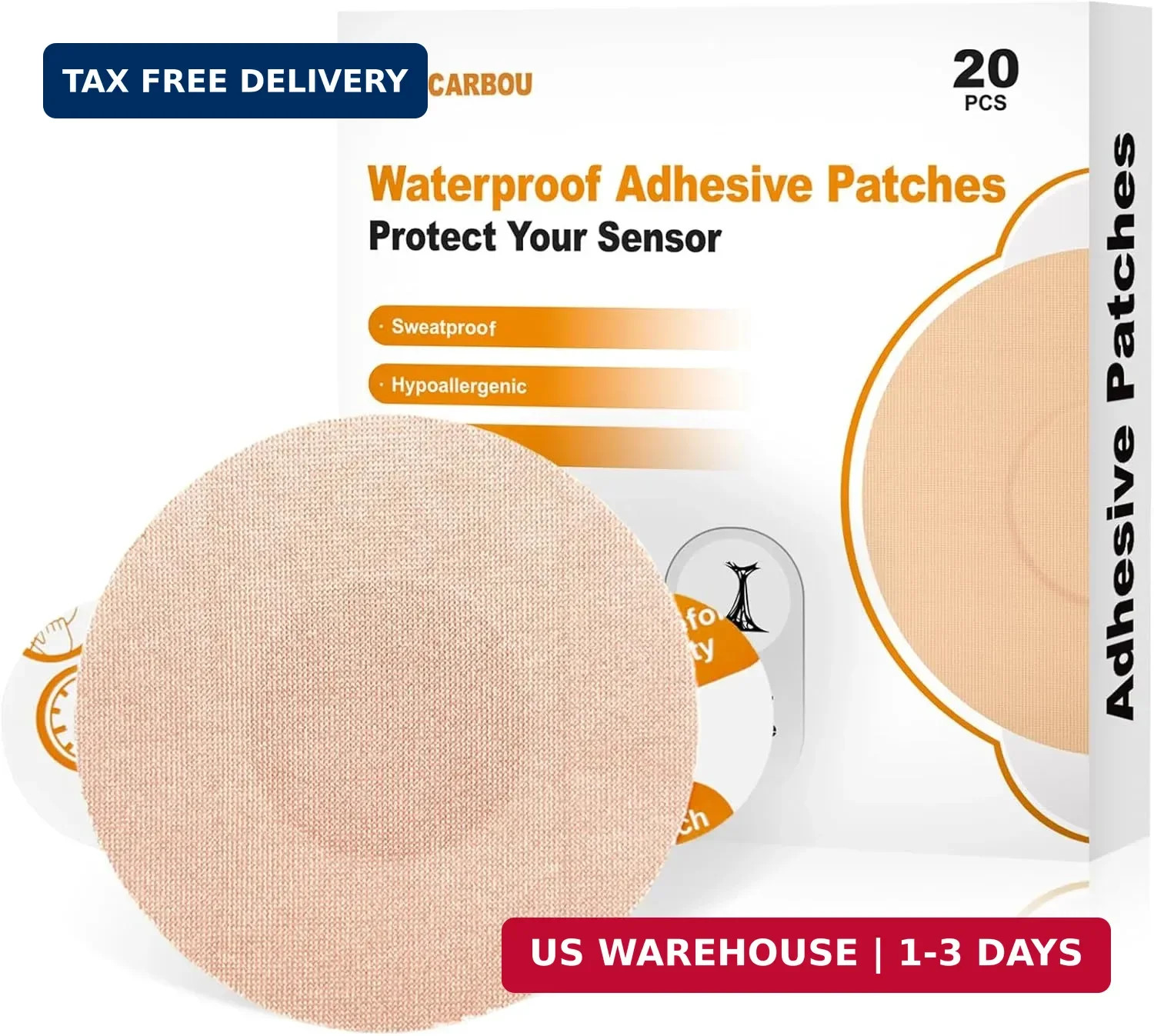 Carbou Freestyle Libre 2/3 Sensor Covers,20PCS Freestyle Adhesive Patches Waterp
