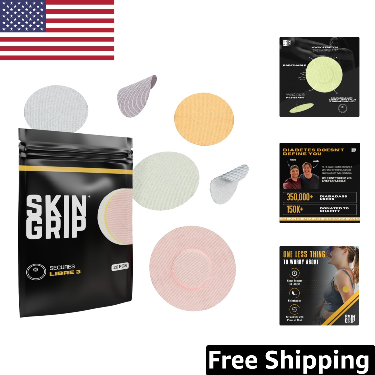 Freestyle Libre 3 Waterproof Sensor Covers – 20 Pack, Sweatproof & Skin Friendly