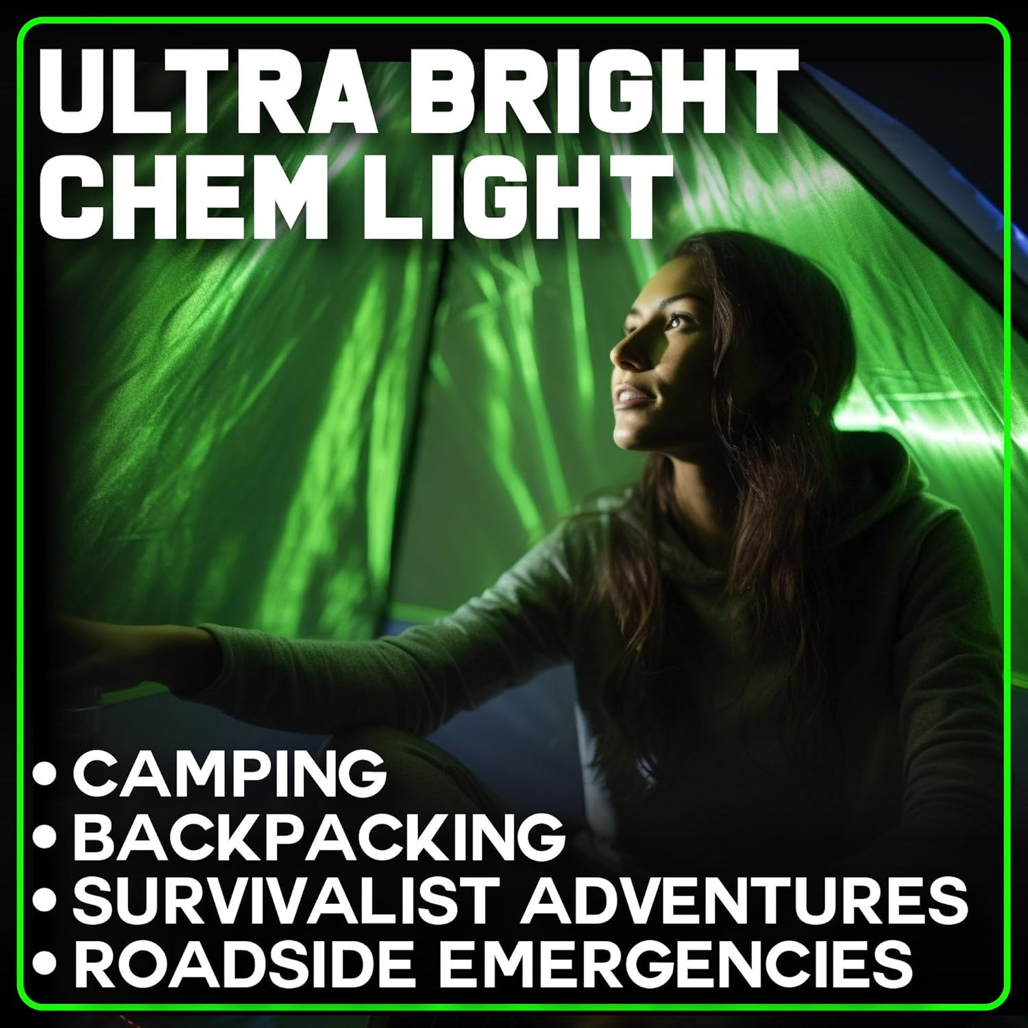 Partysticks Emergency Glow Sticks – 12 Ultra Bright Individually Wrapped Militar