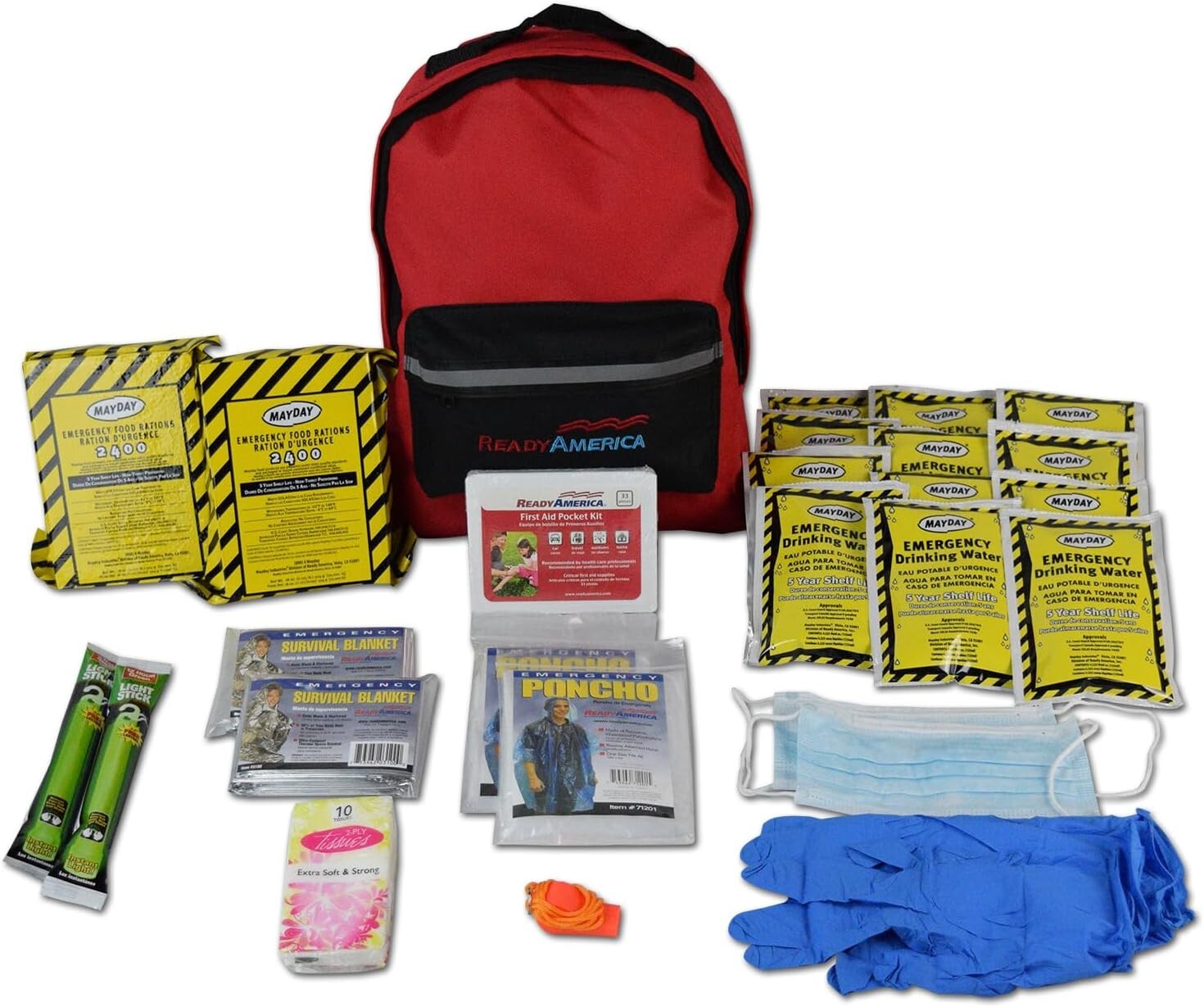 72 Hour Emergency Kit, 2-Person, 3-Day Backpack, Includes First Aid Kit, Surv…