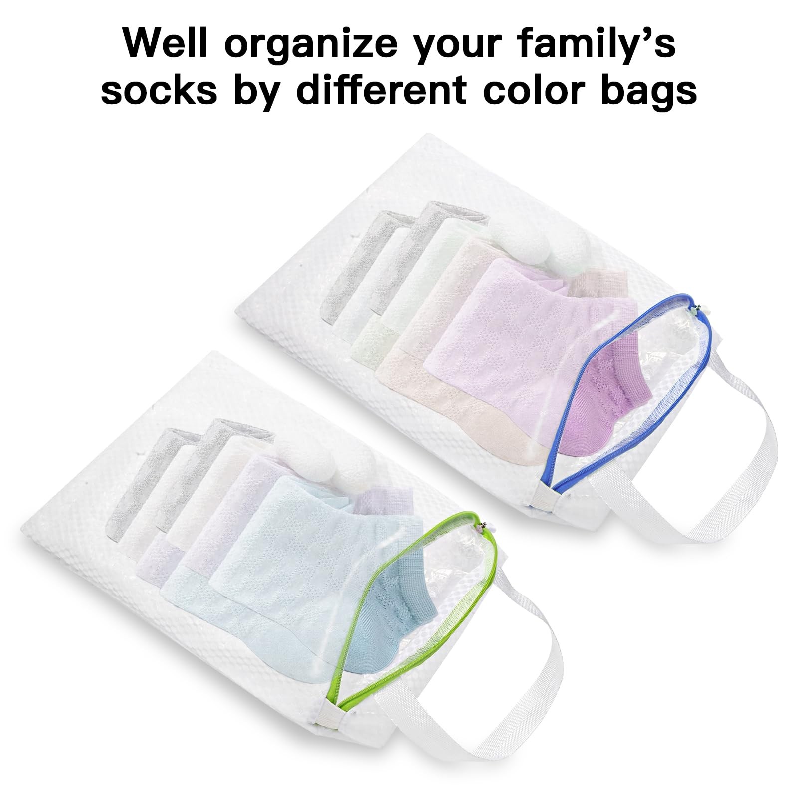 Ouvlaiz 5-Pack Sock Laundry Bags with Metal Hooks, 10×12inch 5-Pack, 5-Color