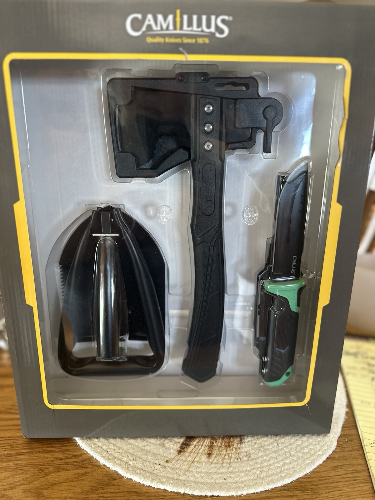 Camillus 3 Piece Outdoor Survivalist Kit Hatchet Knife Saw Shovel Dwkhome