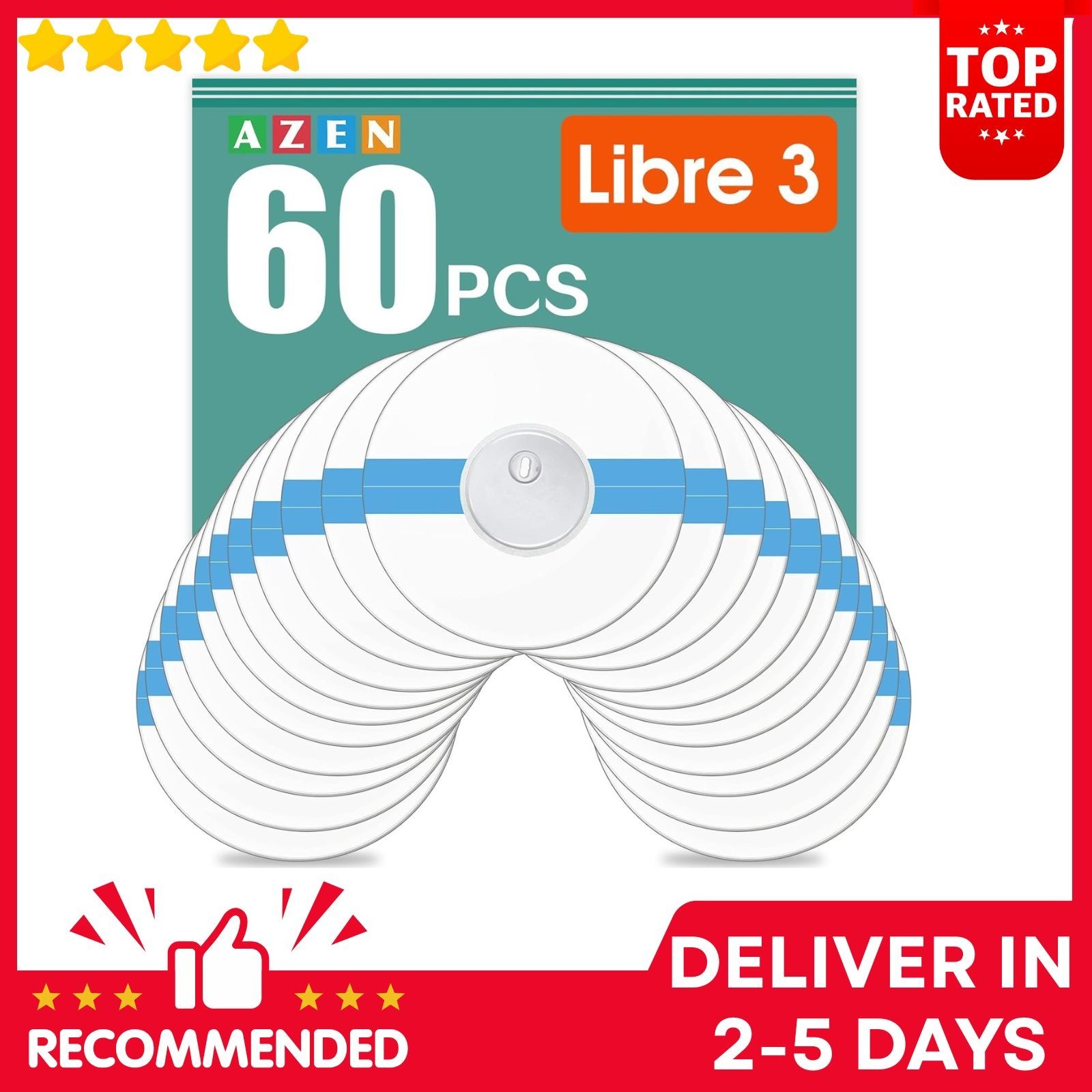 60 Pack Freestyle Sensor Covers for Libre 2/3,Waterproof Sensor Patches,Adhesive