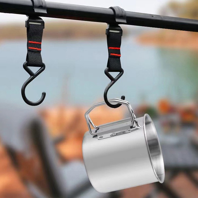 Stainless Steel Folding Handle Cup Portable Carabiner Cup Outdoor Supplies
