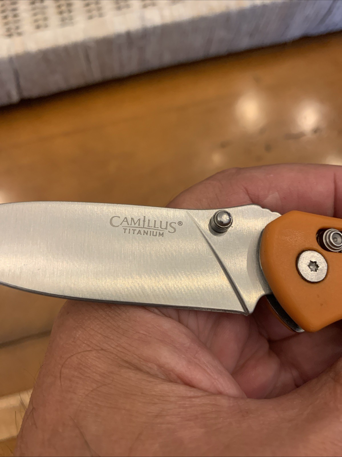 Camillus Titanium Cross Bar Folding Knife Hi Vis Orange