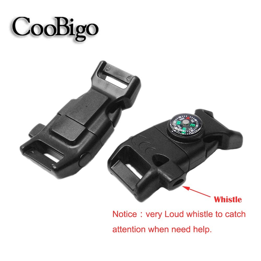 5 Pack Parachute Clips 5/8″ Whistle Compass Clasp for 5pcs 5/8 Inch Buckles