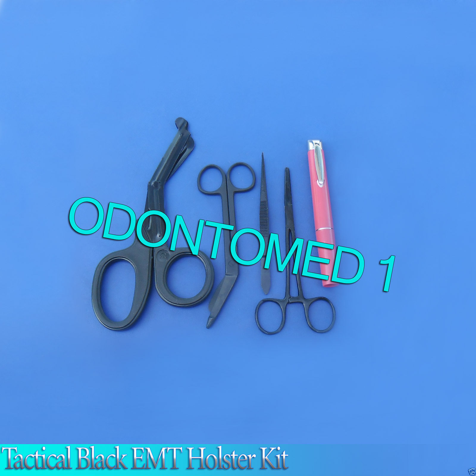 TACTICAL BLACK EMT KIT W/ SHEARS, FORCEPS, PENLIGHTS COMBO PACK- BLACK,ODM-309