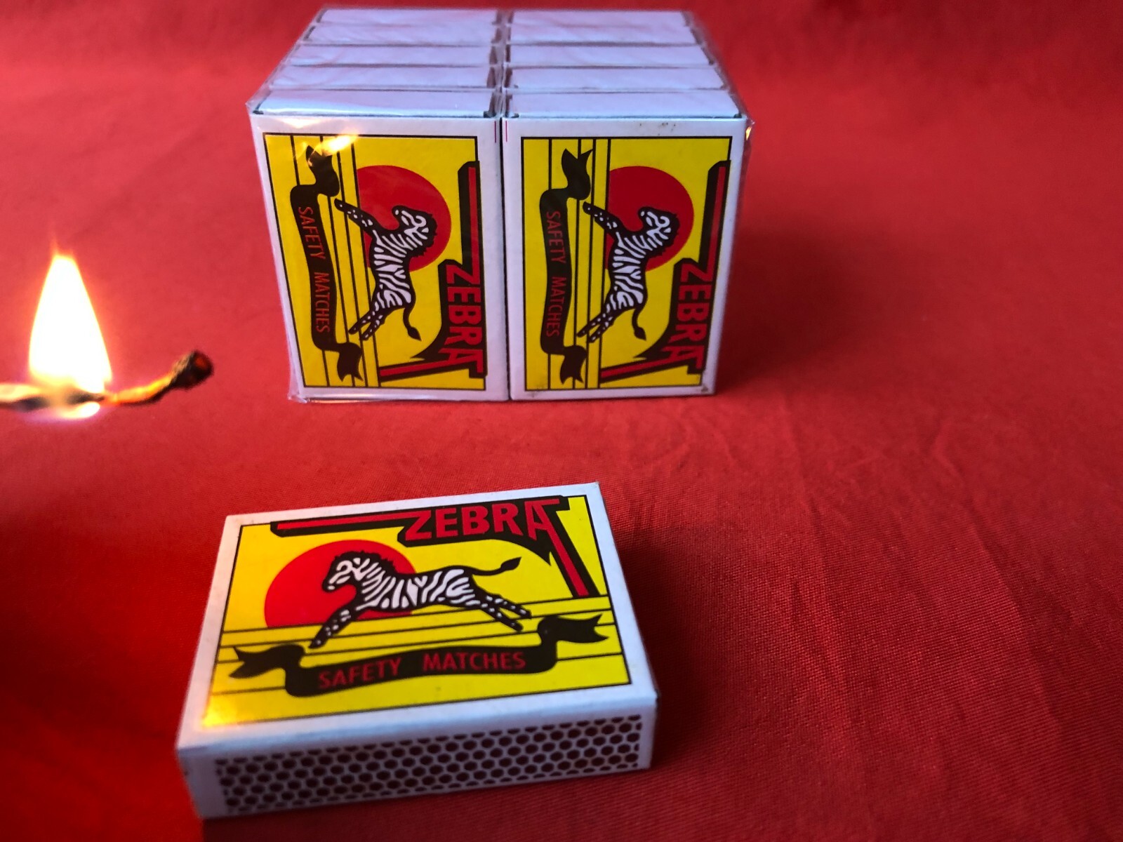 ZEBRA SAFETY MATCHES BOX OF 10 MATCHES WITH NO STICKS – EMPTY BOXES