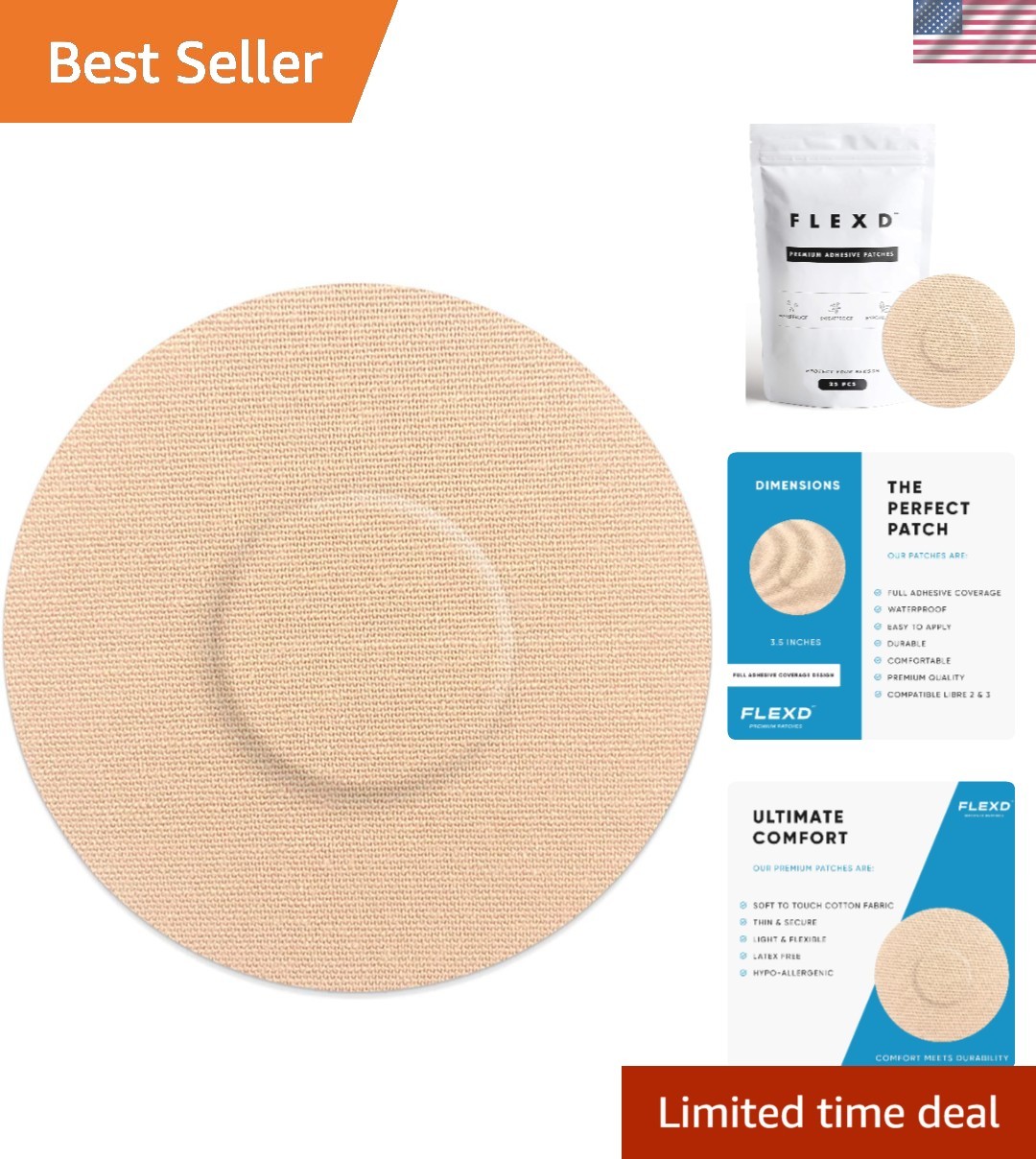 Durable and Hypoallergenic Libre 3 Sensor Adhesive Patches – 25 Pack, Tan