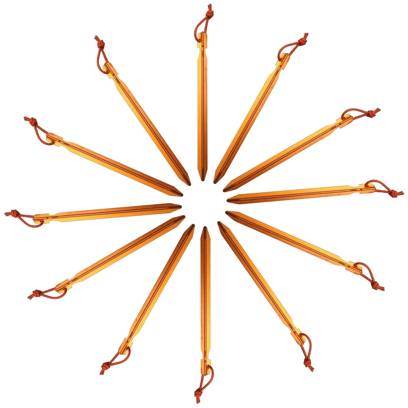 12 Pack Tent Stakes, 7075 Ground Metal Camping One Size, Apricot Orange