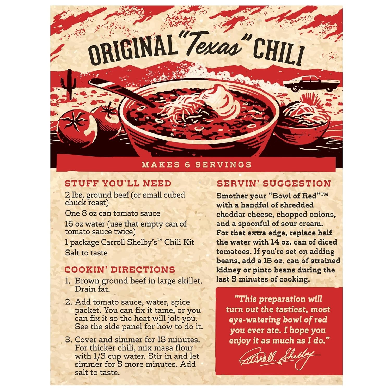 Chili Kit Pack of 8 3.65oz Packets Texas Style Seasoning for Tacos Burgers