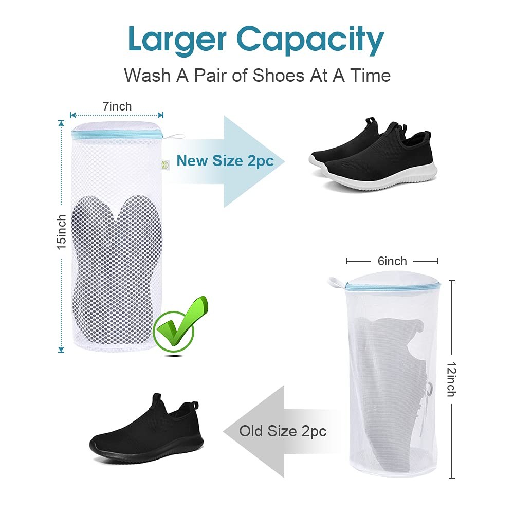 OTraki 2 Pack Shoe Washing Machine Bag Large Laundry 7 x 15 inch, White