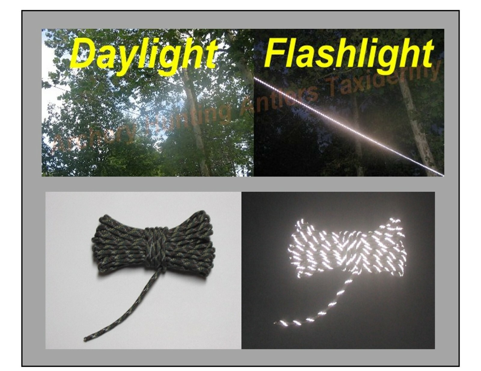 3 PACK REFLECTIVE CAMO CORD ROPE – TRAIL MARKERS – HUNTING TREESTAND BOW ARCHERY
