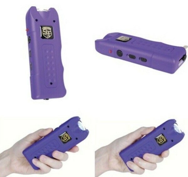 3-in-1 Strong Pain-Inducing Stun Gun, Alarm, Flashlight – PURPLE Self Defense