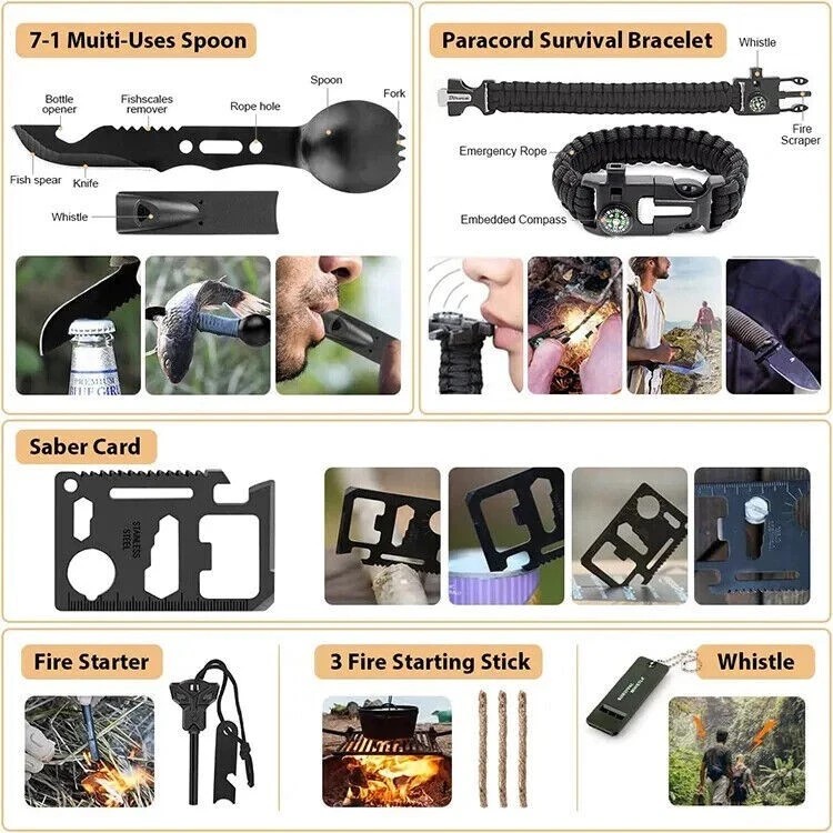 Emergency Survival Kit First Aid Bug Out Military Prepper 250 Piece Set Camo