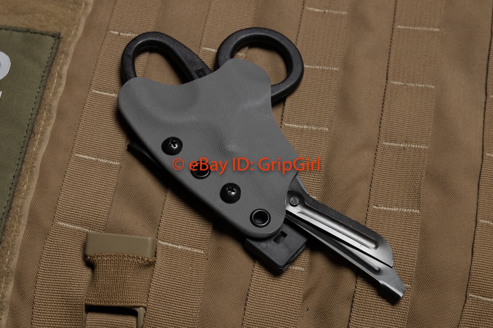 Black Trauma Shears + Dark Gray Kydex Sheath Holster TCCC Medic IFAK Gear EDC