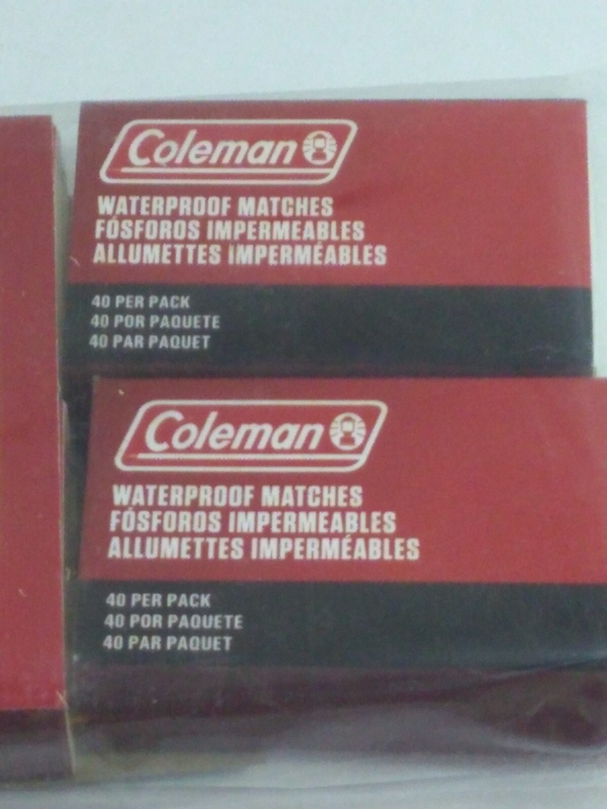 Lot of 2 Coleman Waterproof Matches Camping Emergency Pack of 4 Boxes 40 each