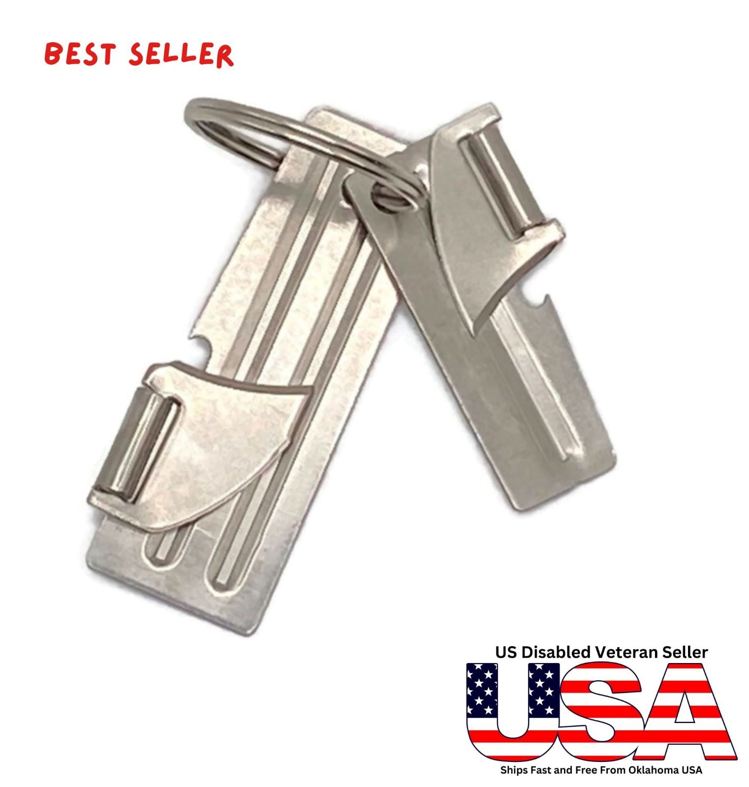 3 Piece Package US Army Issue P38 & P51 Can Openers w/Key Ring Survival Bugout