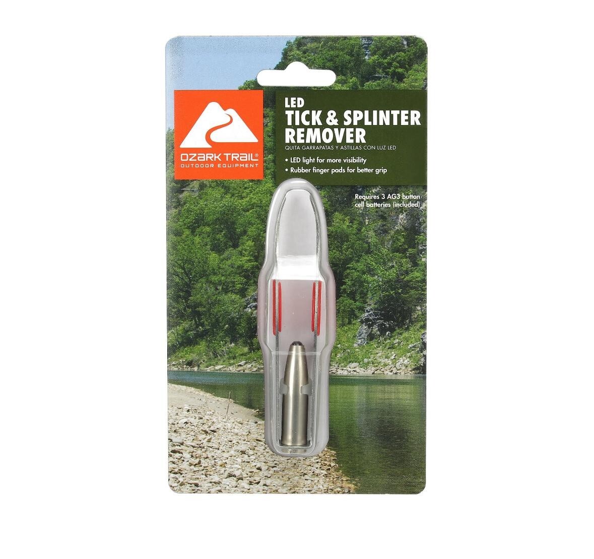 Ozark Trail Tick & Splinter Tweezers w/LED Light Hunting Hiking Camping Fishing