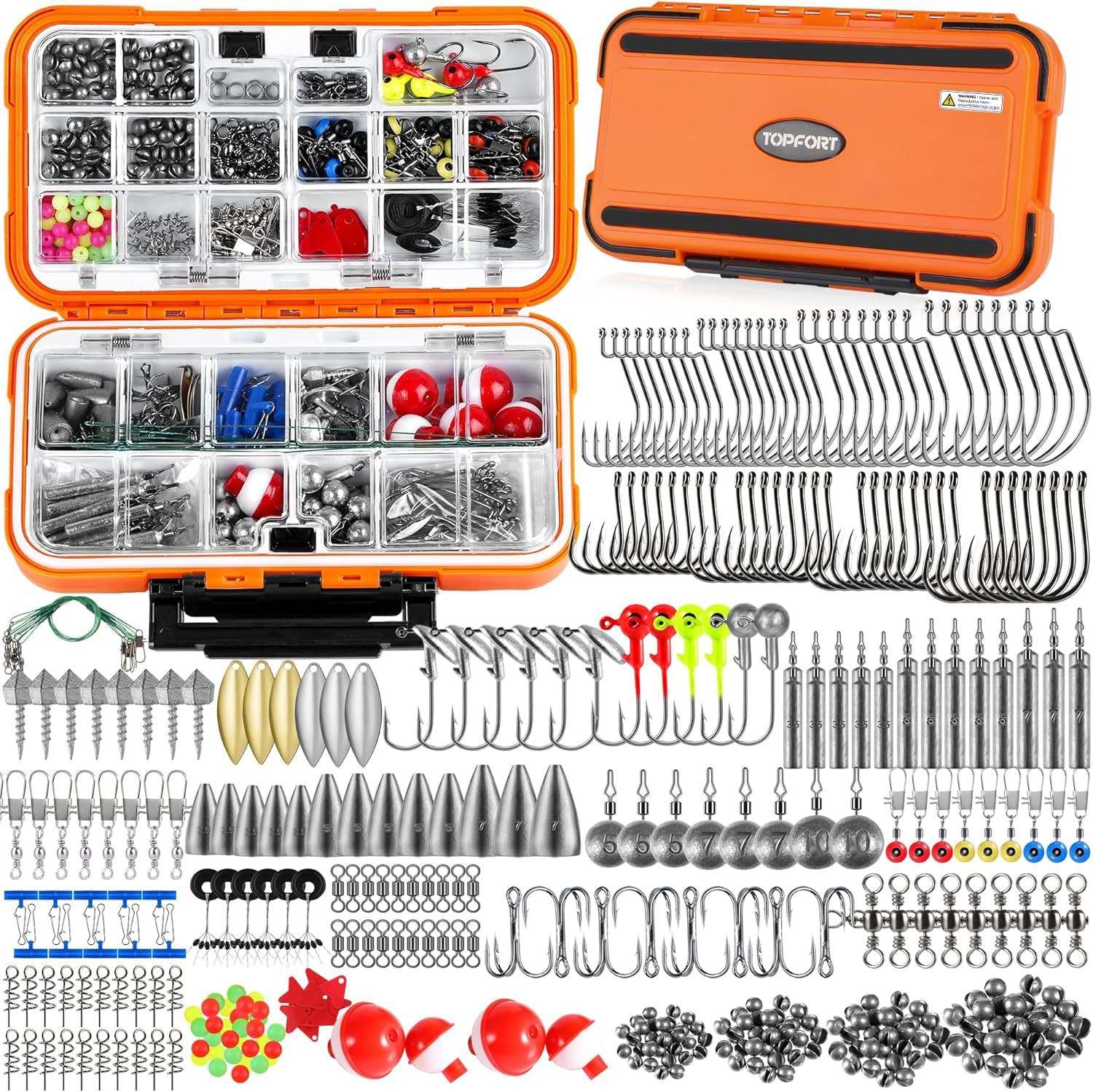 TOPFORT 187/343pcs Fishing Accessories Kit, 343pcs kit