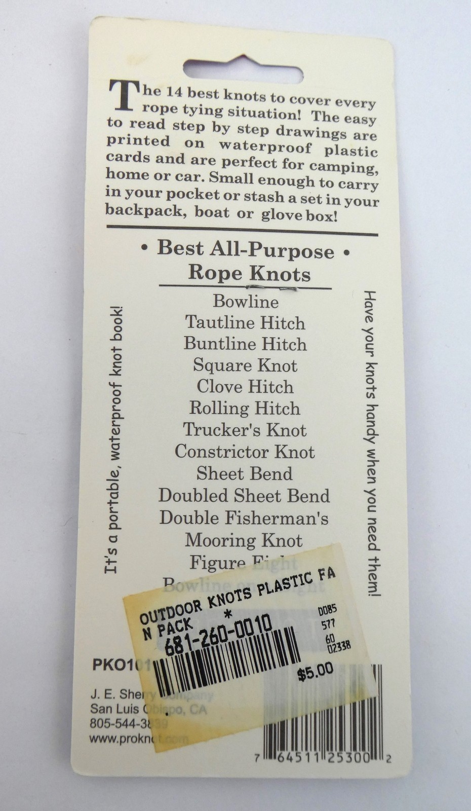 Pro-Knots Outdoor Knots Rope Knots Waterproof Cards 14 Best Knots PKO101