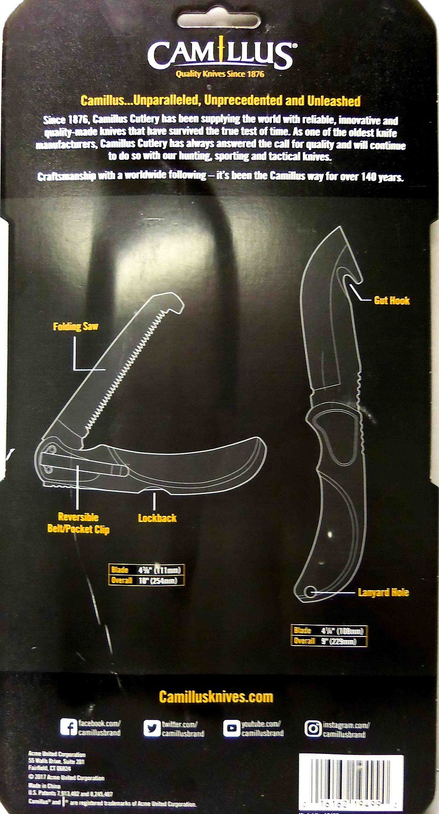 Camillus Game Hunter 9″ Gut Hook Knife W/ 10″ Folding Saw Combo Kit- 2 Piece Set