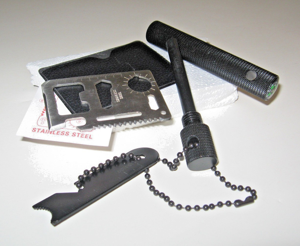 OUTDOORS 8 IN ONE PREMIUM FLINT FERRO STRIKER PLUS 11 IN 1 SS EMERGENCY TOOL