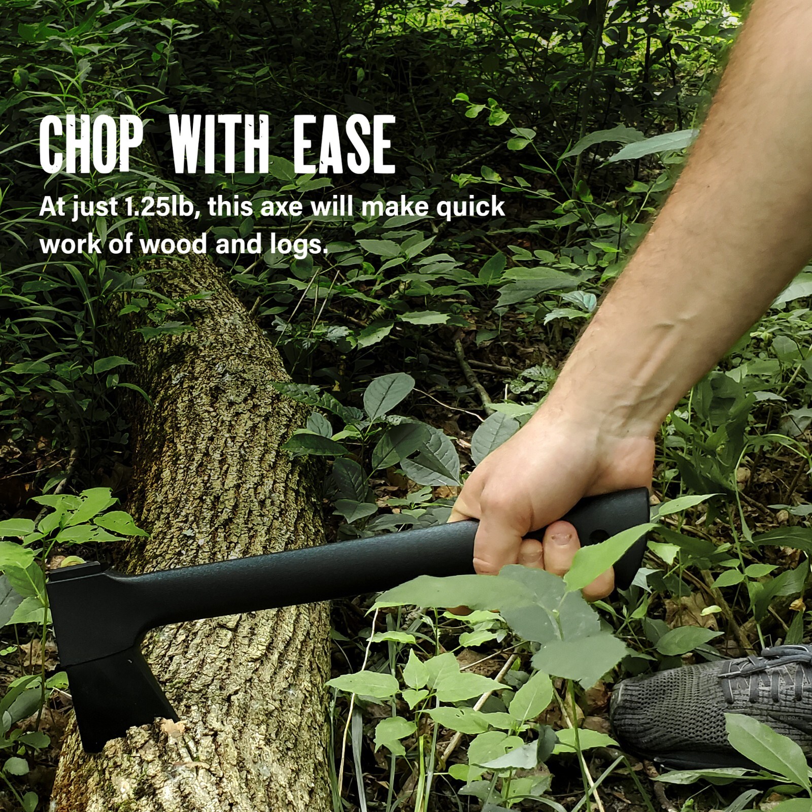 14” Stainless Steel Camping Axe for Wood Splitting with Forged Carbon Head, 20oz
