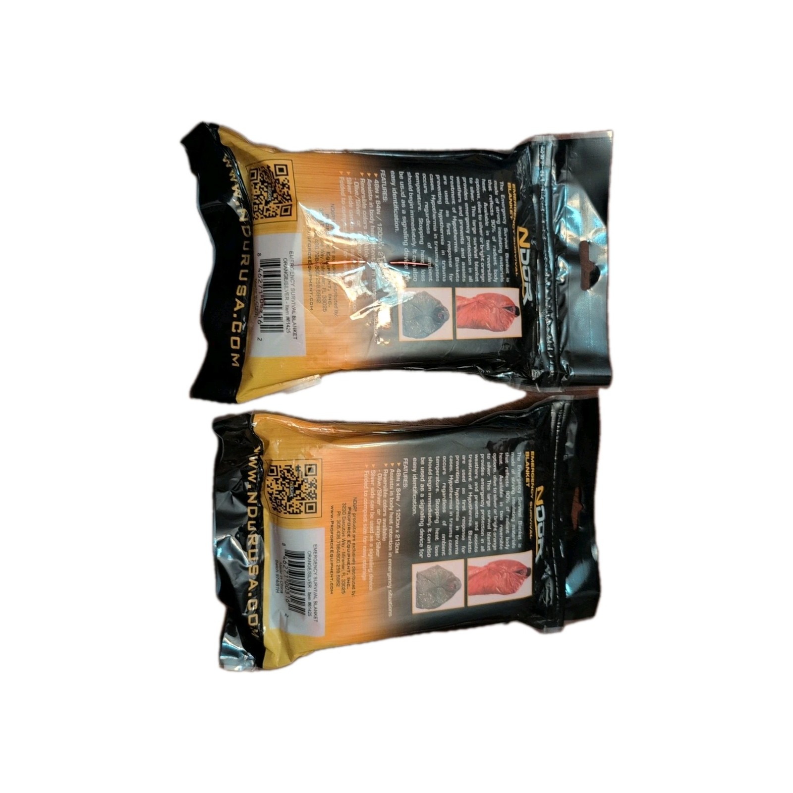 NDuR Emergency Survival Blanket Reversible Orange/Silver 48″ x 84″ 61425 QTY 2