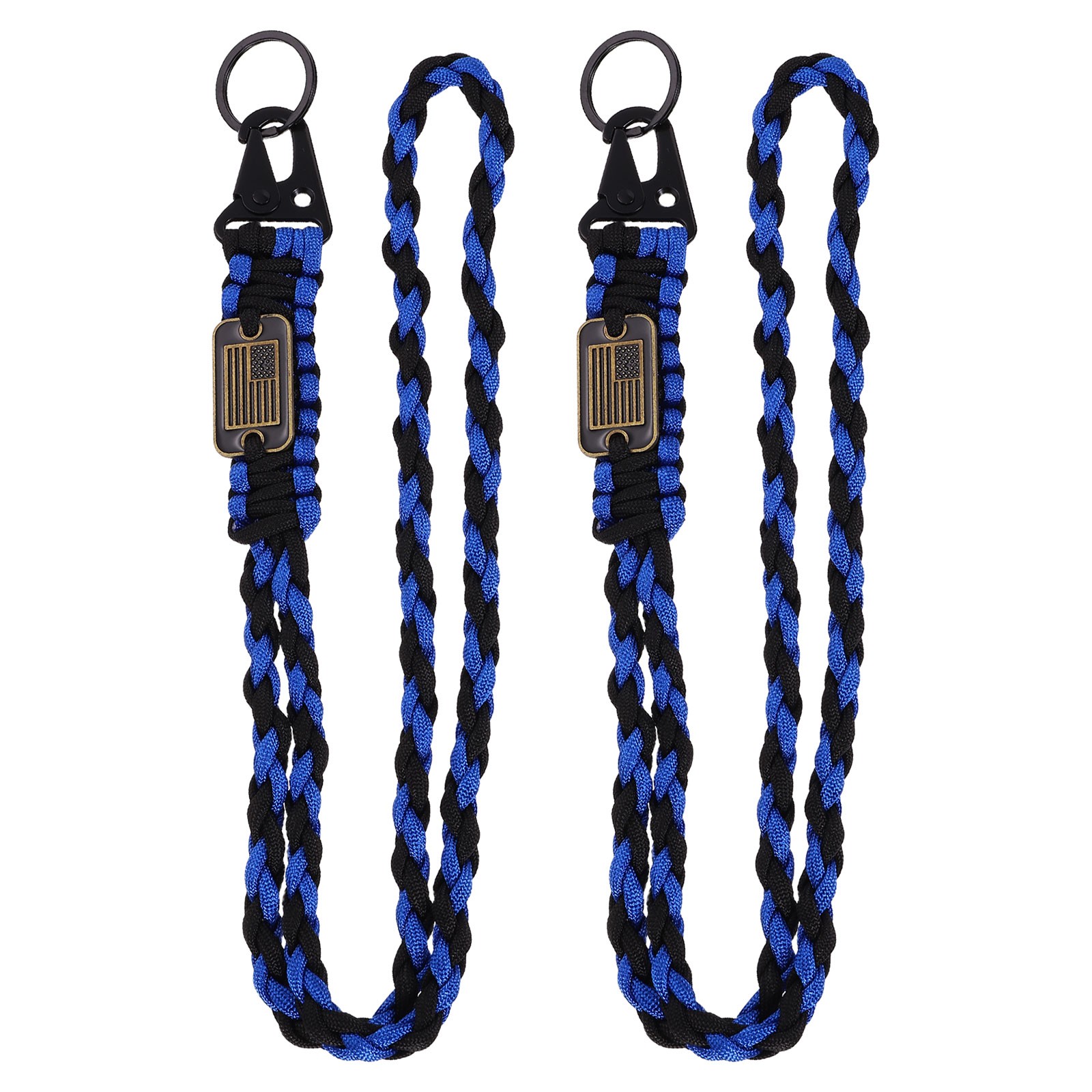 2Pcs Paracord Lanyard, Strong Lanyard with USA Flag, Blue