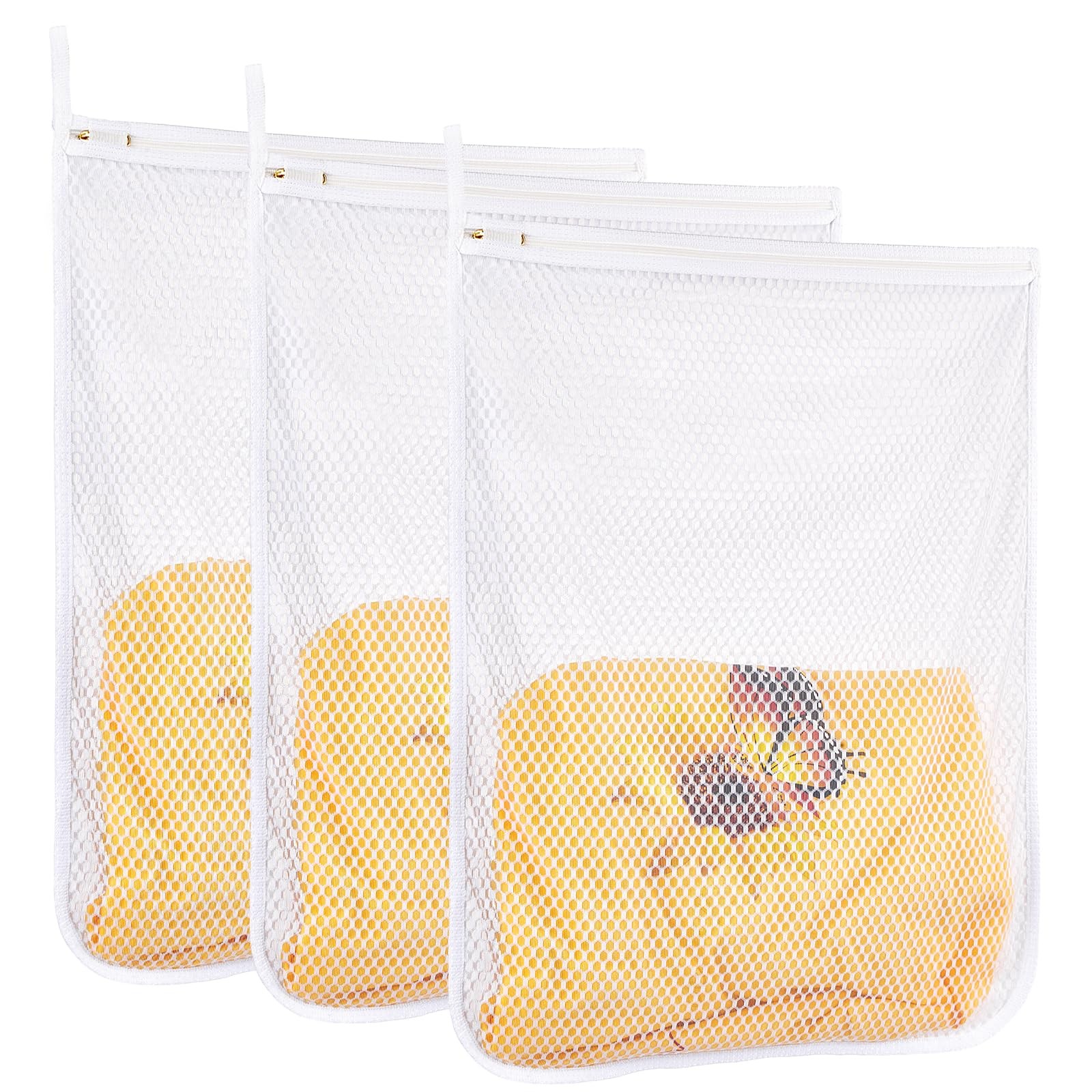 3 pcs Durable Honeycomb Mesh Laundry Bags for Delicates 16″ x 3 Large, White