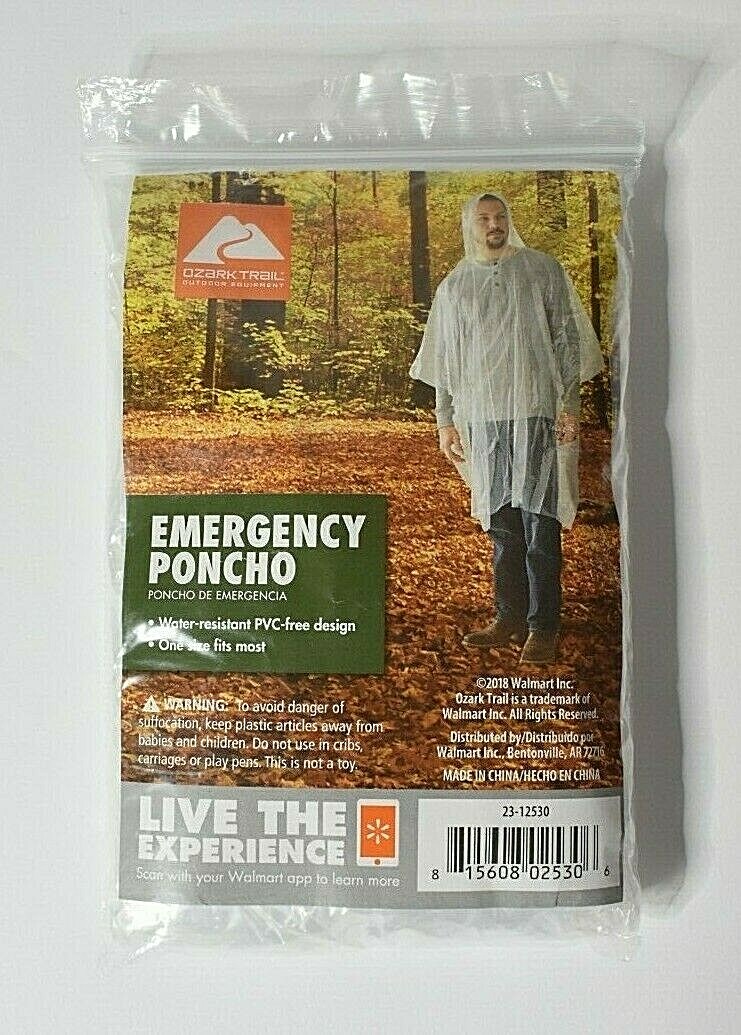 Emergency Water Resistant Rain Poncho Disposable Lightweight 5 Packs Outdoor