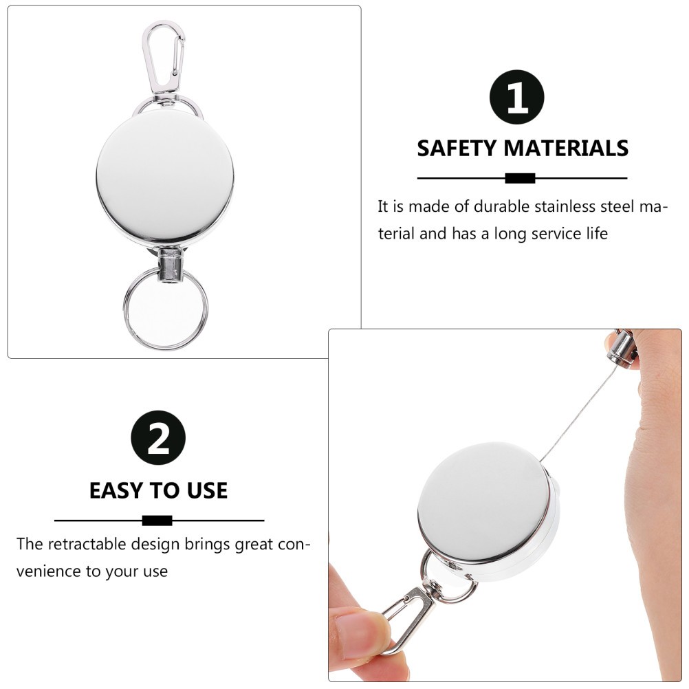 2Pcs Heavy Duty Retractable Badge Holder with Steel Wire for Secure Key Storage