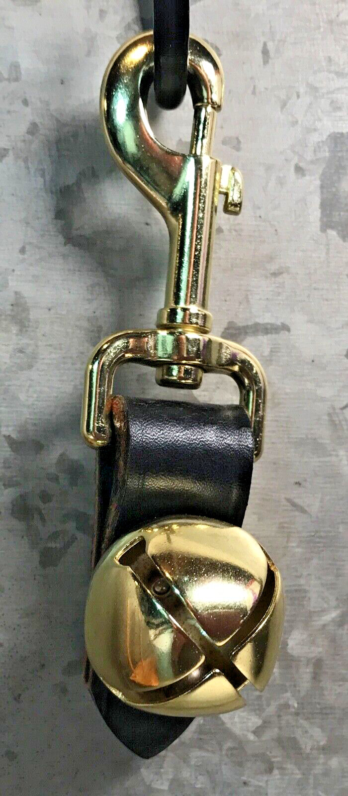 BEAR BELL HD Black Leather Fob 5 1/2″ REPELS Predators Hike Fish Safety Man Dog