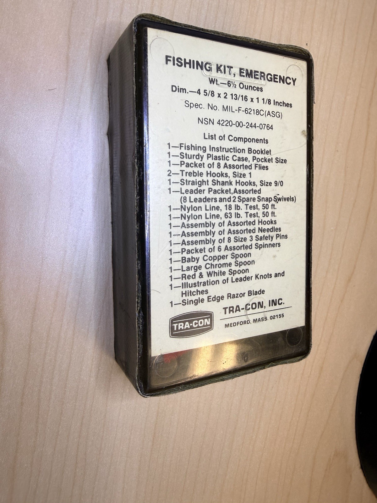 Vtg SEALED TRA-CON US Military Issue Emergency Fishing Kit FSCM 22835 USA. NOS