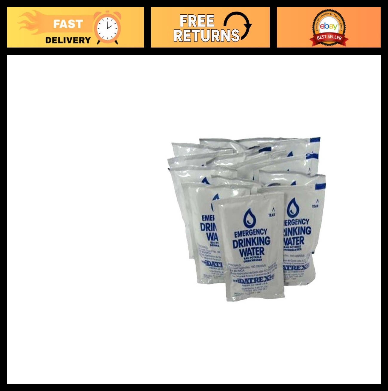 Emergency Water Packets – 3 Day Supply (12 Pack) – Survival Gear for Disaster Pr
