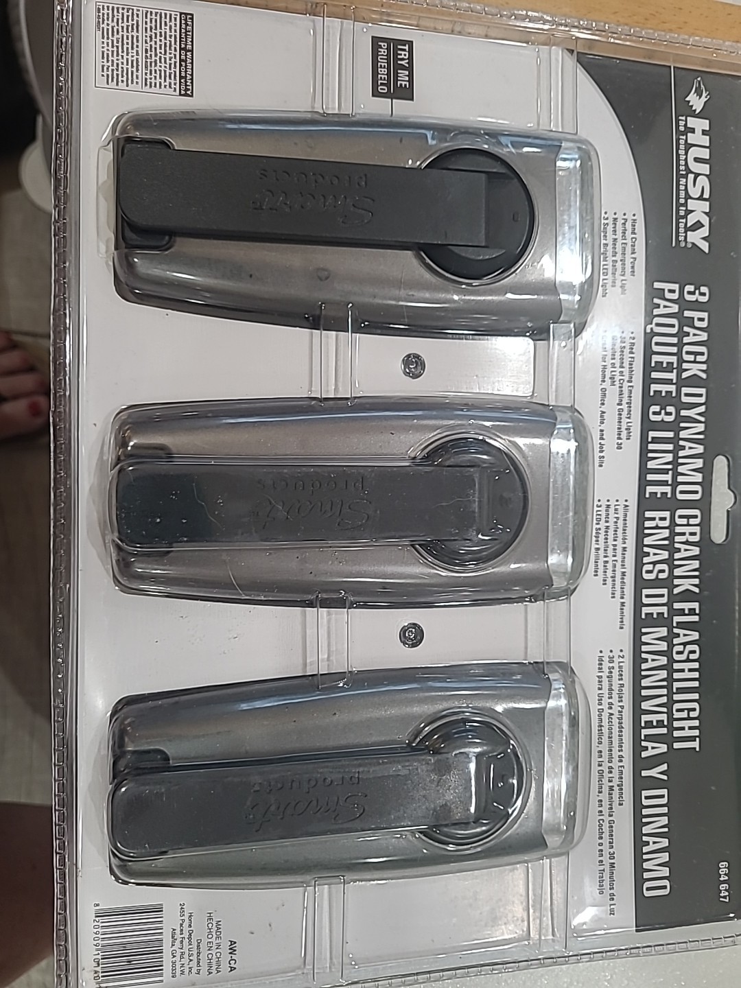 Husky 3 Pack Dynamo Crank Flashlight Survival Gear Prepare Storm NO batteries