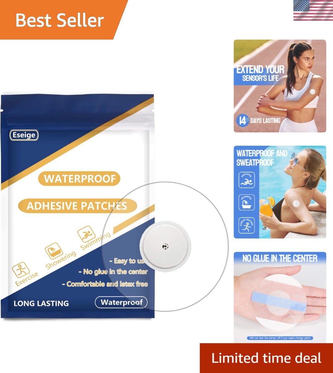 Thin Transparent Adhesive Patches – 50 Pack CGM Sensor Covers for Libre 1/2/3