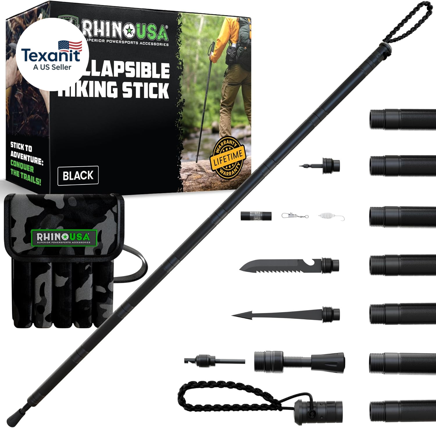 Tactical Hiking Stick with Integrated Survival Kit – Essential Camping Gear for